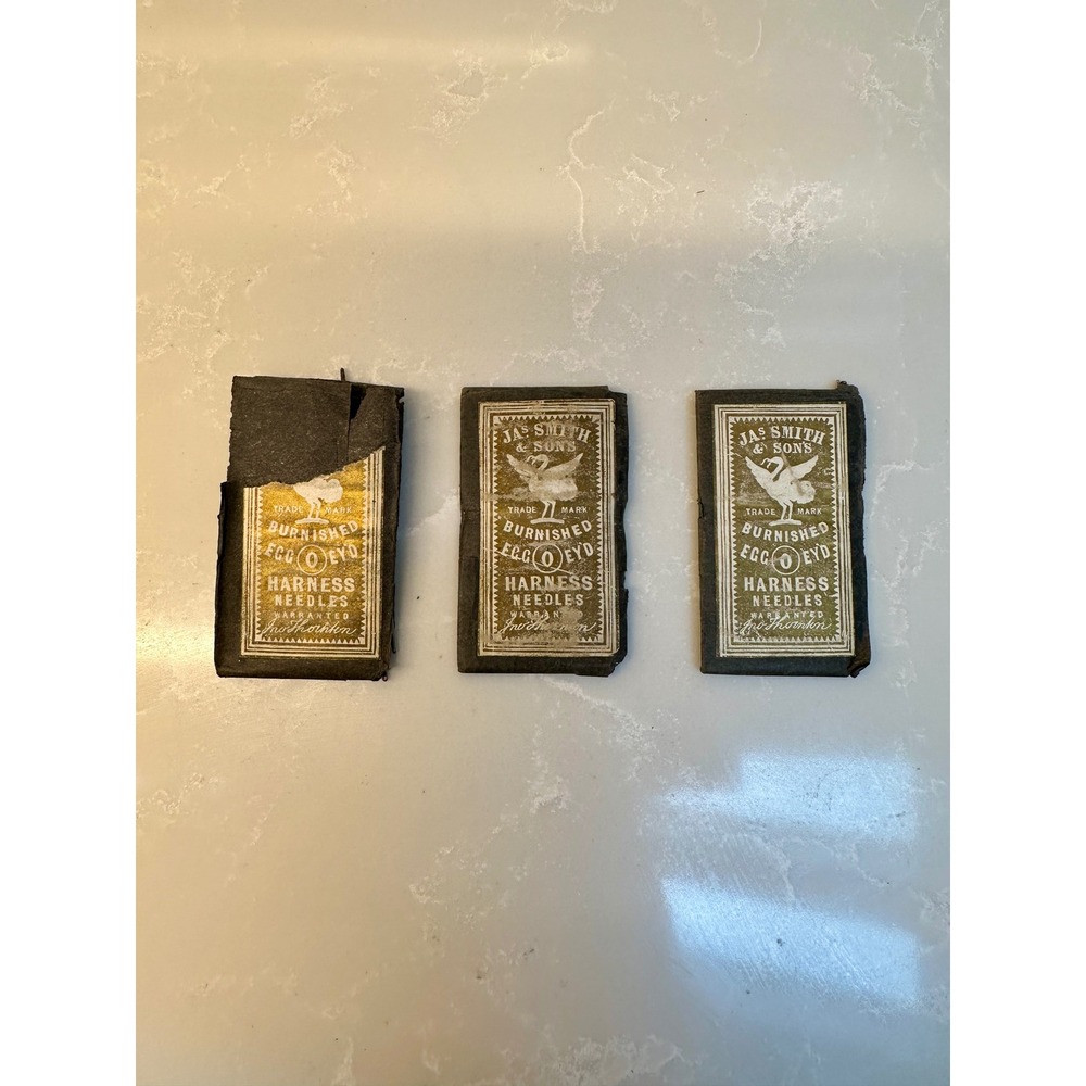Antique 1890s Jas Smith & Sons Harness Needles NOS 3 Pack Great Britain Size 0